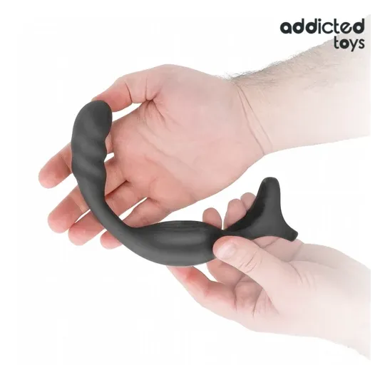 Addicted Toys dual vibrating prostate and penis ring in black silicone