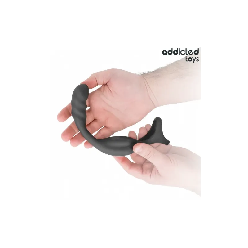 Addicted Toys dual vibrating prostate and penis ring in black silicone