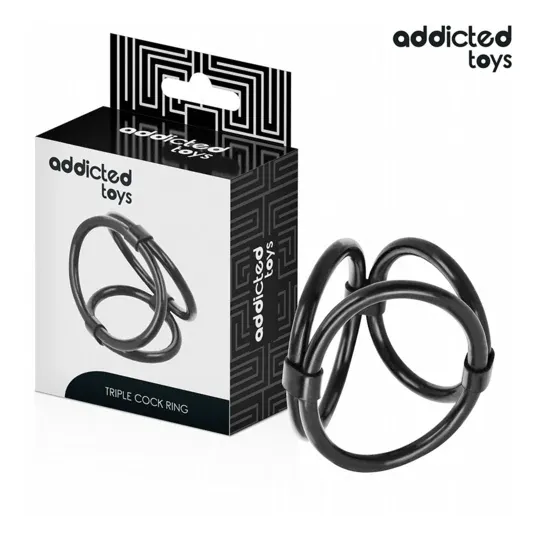 Anneau pénis triple Addicted Toys en silicone souple - 3 tailles L, M, S pour érection durable