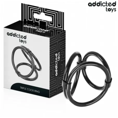 Anneau pénis triple Addicted Toys en silicone souple - 3 tailles L, M, S pour érection durable