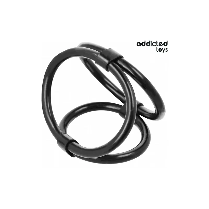 Anneau pénis triple Addicted Toys en silicone souple - 3 tailles L, M, S pour érection durable
