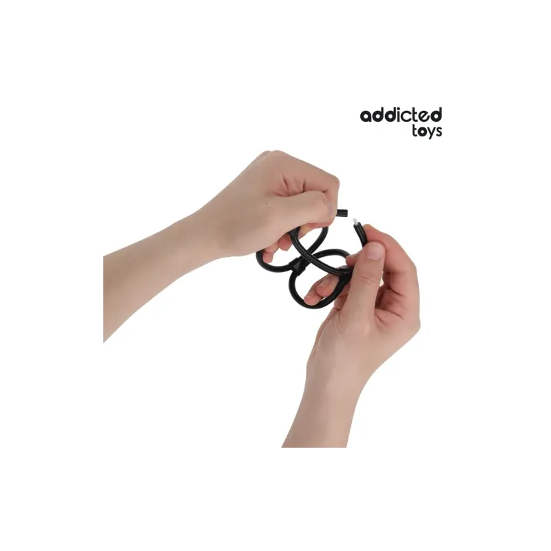 Anneau pénis triple Addicted Toys en silicone souple - 3 tailles L, M, S pour érection durable