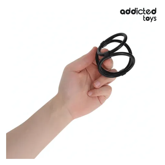 Anneau pénis triple Addicted Toys en silicone souple - 3 tailles L, M, S pour érection durable