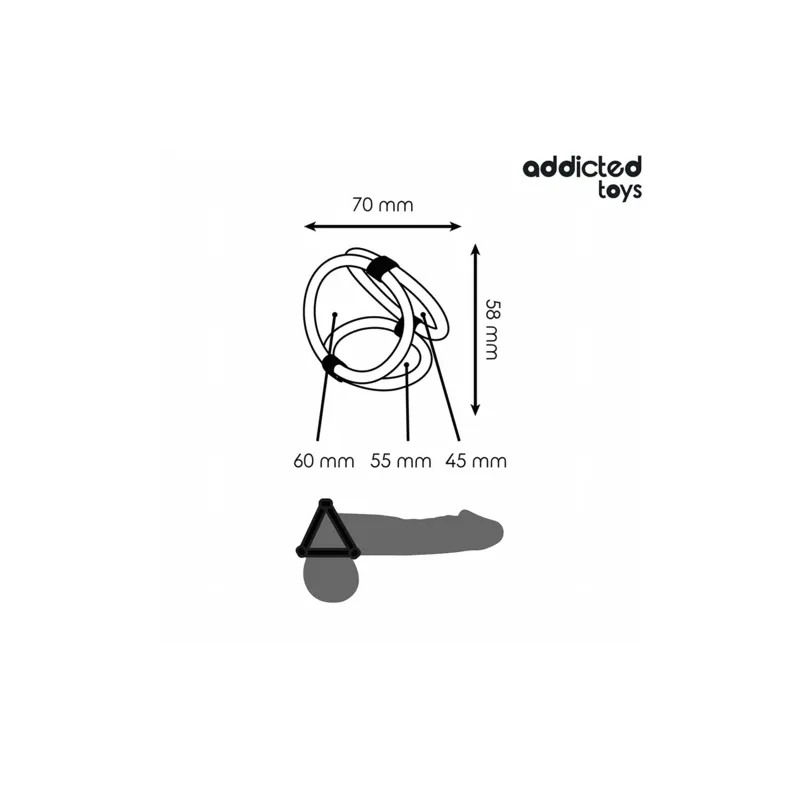 Anneau pénis triple Addicted Toys en silicone souple - 3 tailles L, M, S pour érection durable