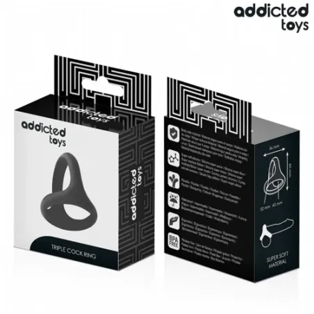 Triple thick penis ring Addicted Toys - durable cock ring for longer erections, soft rubber