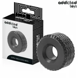 Anneau pénien extra épais Addicted Toys noir pour érections durables - vue d'ensemble