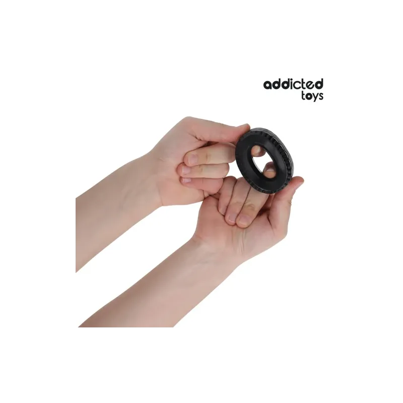 Anillo peniano extra grueso Addicted Toys negro para erecciones duraderas - vista general" }, { "fr": "Anneau pénien épais Addic