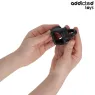 Anneau cage pénien flexible Addicted Toys noir – vue d'ensemble du maintien testiculaire