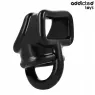 Gabbia peniena flessibile Addicted Toys nera – vista d'insieme con anello testicolare