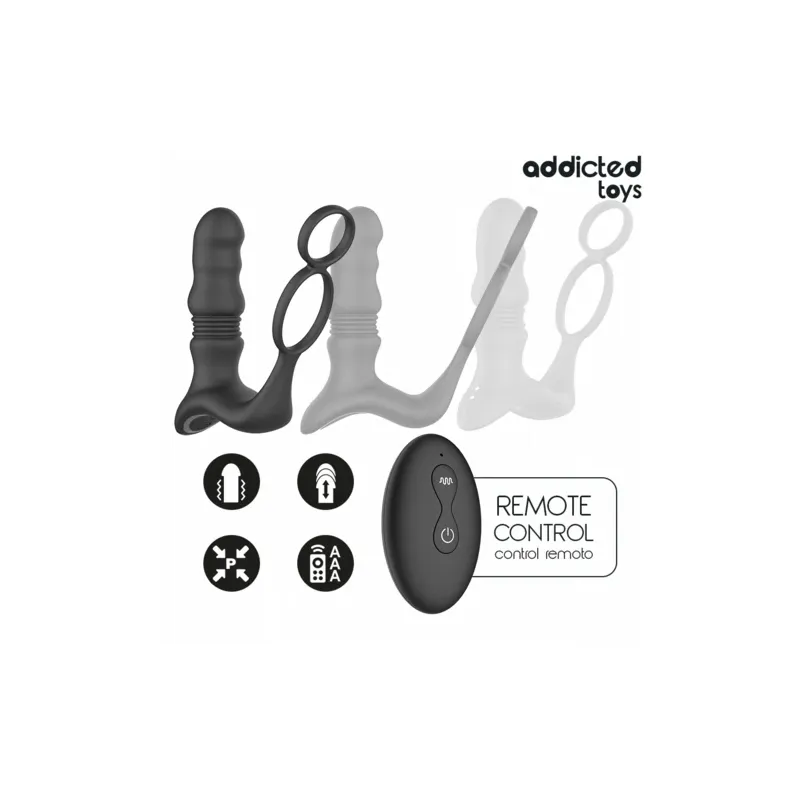 Anello prostatico Addicted Toys Up&Down con triplo motore va e vieni e vibrazioni, silicone morbido, design ergonomico