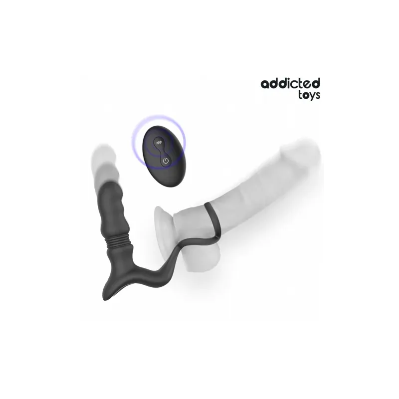 Anillo prostático Addicted Toys Up&Down con triple motor vaivén y vibraciones, silicona suave, diseño ergonómico