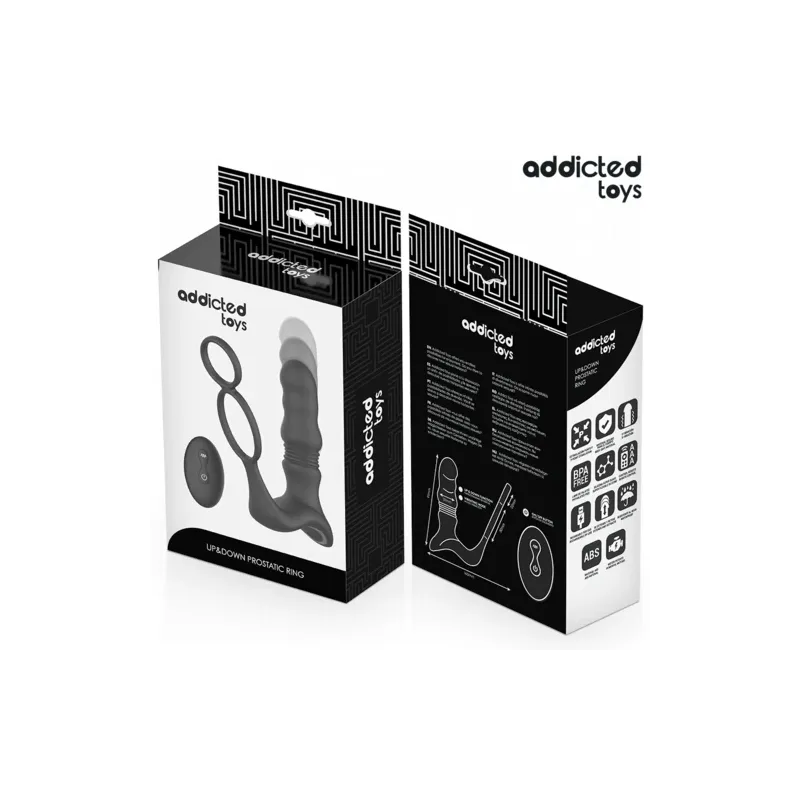 Anneau prostatique Addicted Toys Up&Down avec triple moteur va-et-vient et vibrations, silicone doux, design ergonomique