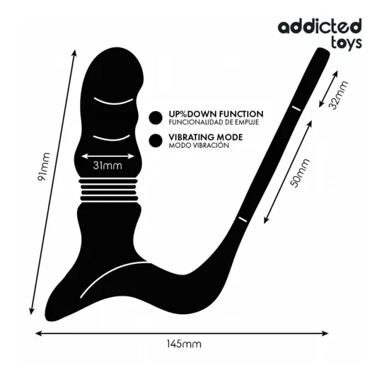 Addicted Toys Up&Down prostate ring with triple motor thrusting and vibrations, soft silicone, ergonomic design