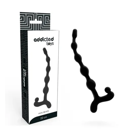 Addicted Toys collana di perle anali 22 cm nera TPR con 5 perle progressive per principianti