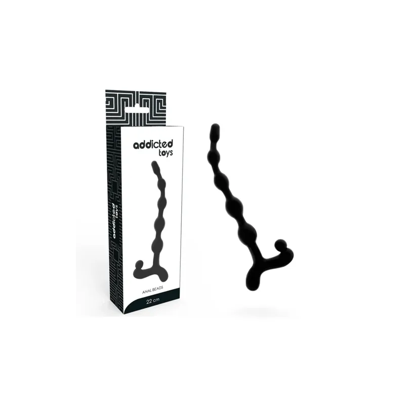 Addicted Toys black TPR anal beads chain 22 cm with 5 progressive beads for beginners