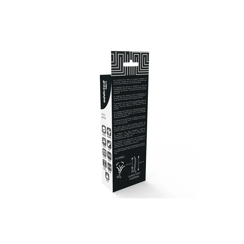 Addicted Toys chaîne de perles anales 22 cm noir TPR avec 5 billes progressives pour débutants