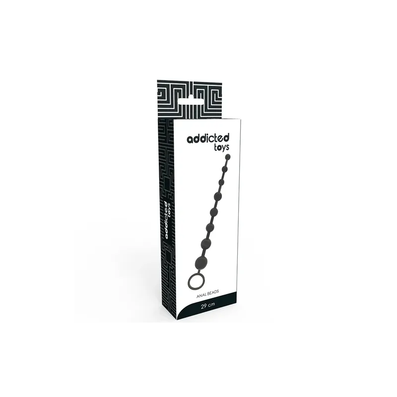Schwarze Addicted Toys Analperlenkette 29 cm – 8 progressive Glide Beads aus weichem TPR für Anfänger