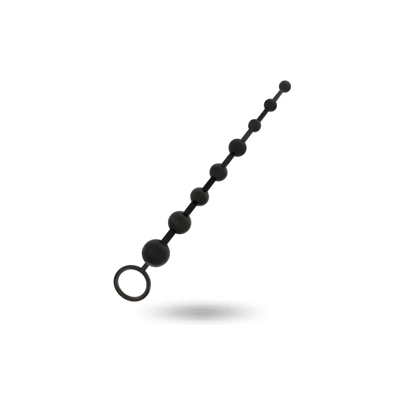 Chaîne de perles anales Addicted Toys noire 29 cm – 8 billes progressives TPR ultra-doux pour débutants