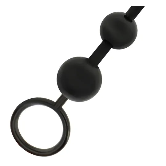 Chaîne de perles anales Addicted Toys noire 29 cm – 8 billes progressives TPR ultra-doux pour débutants
