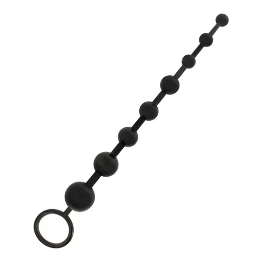 Chaîne de perles anales Addicted Toys noire 29 cm – 8 billes progressives TPR ultra-doux pour débutants