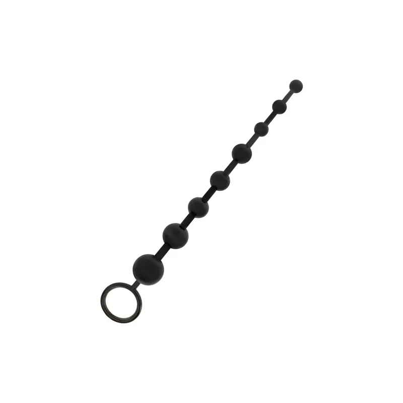 Cadena de bolas anales Addicted Toys negra 29 cm – 8 bolas progresivas TPR suave para principiantes