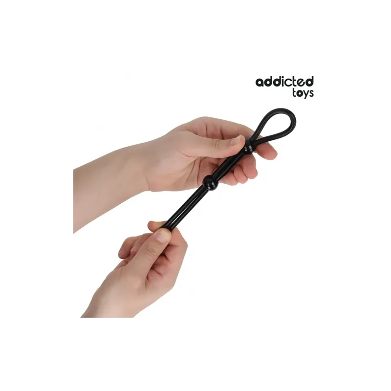 Anneau pénien double boucle silicone noir Addicted Toys - Contrôle précis