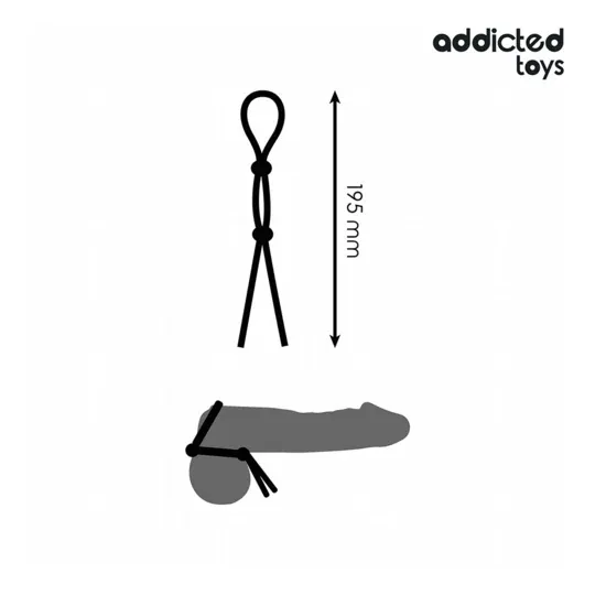 Anneau pénien double boucle silicone noir Addicted Toys - Contrôle précis