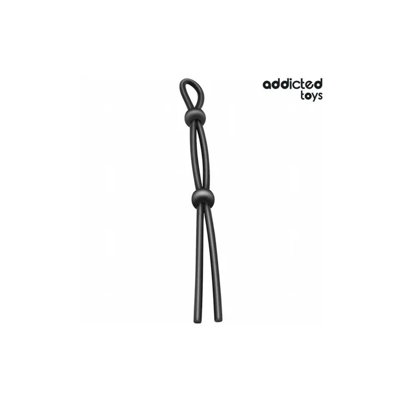 Anneau pénien double boucle silicone noir Addicted Toys - Contrôle précis