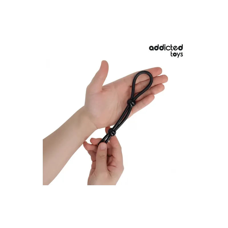 Anneau pénien double boucle silicone noir Addicted Toys - Contrôle précis