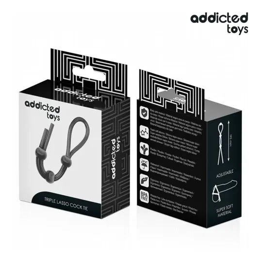 Corde pénis silicone triple boucle Addicted Toys - Stimulation intense, maintien ferme, accessoire érotique masculin.