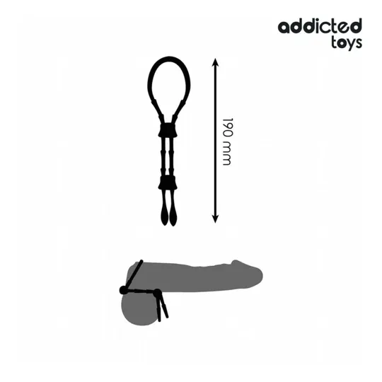 Vue d'ensemble de la corde à pénis réglable en silicone transparent Addicted Toys