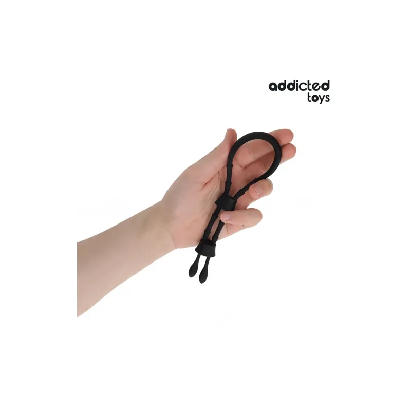 Gesamtansicht des verstellbaren transparenten Silikon-Penisrings von Addicted Toys