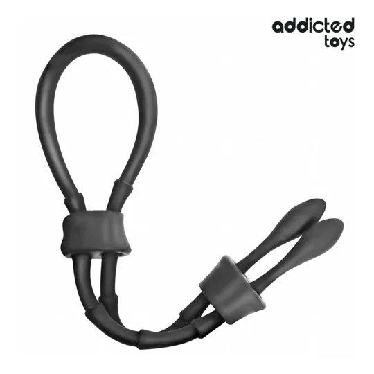Gesamtansicht des verstellbaren transparenten Silikon-Penisrings von Addicted Toys
