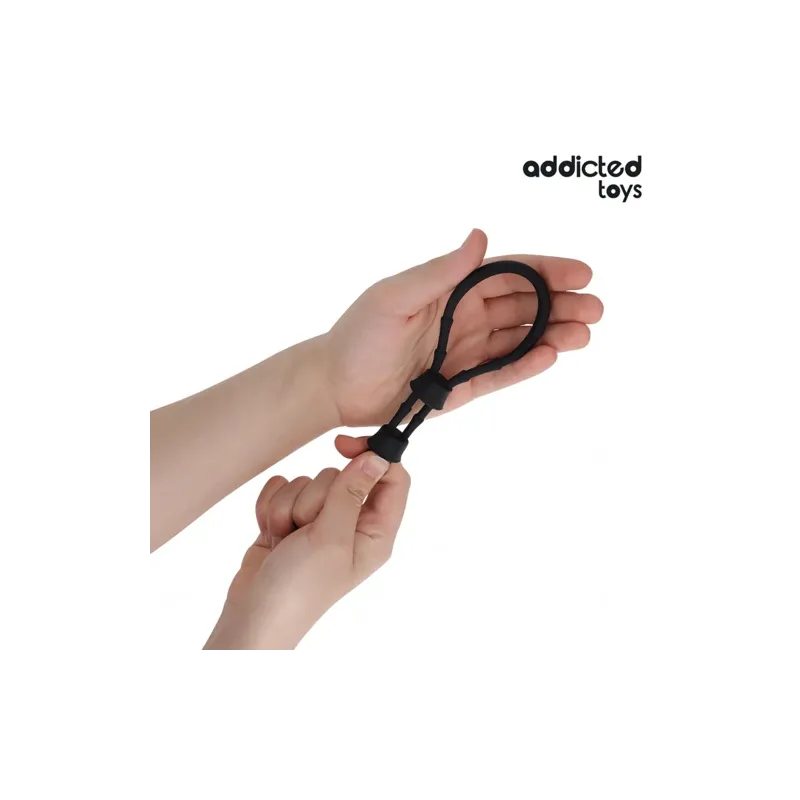 Vue d'ensemble de la corde à pénis réglable en silicone transparent Addicted Toys