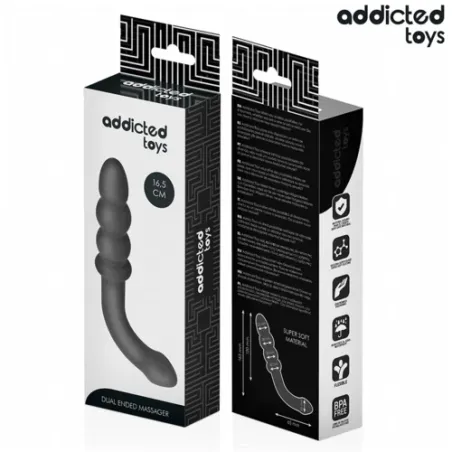 ADDICTED TOYS double massager silicone 4 progressive beads 16.5 cm - front view