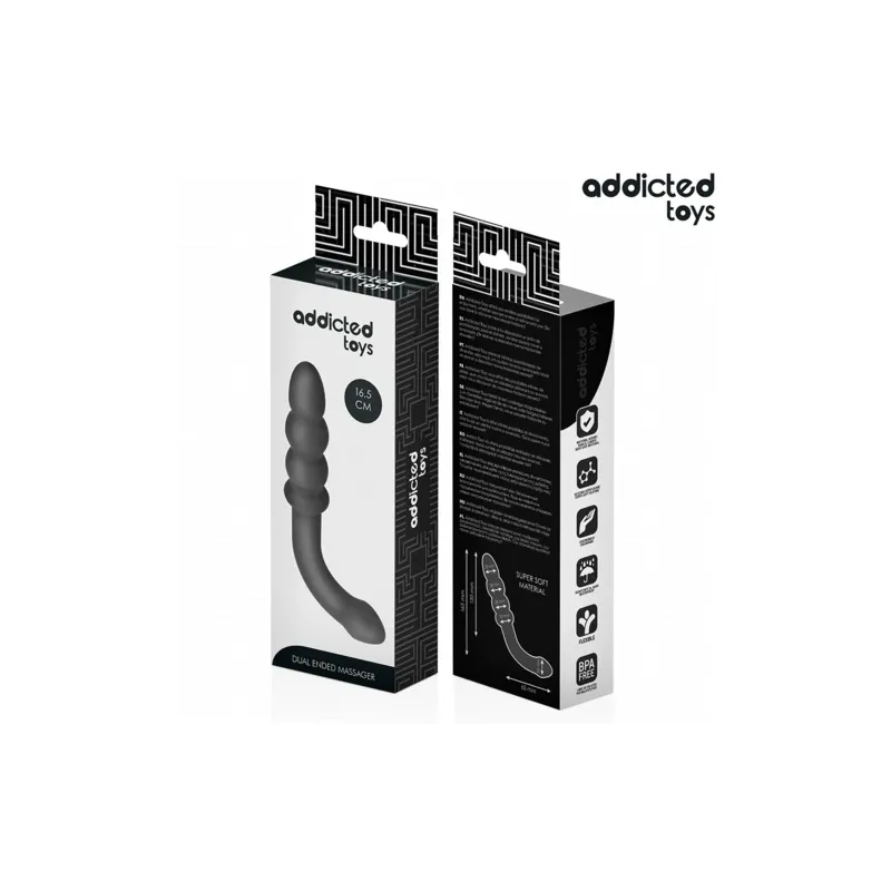 ADDICTED TOYS Masseur double silicone 4 billes progressives 16,5 cm - vue face