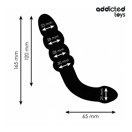 ADDICTED TOYS Doppel-Massagegerät Silikon 4 Progressive Perlen 16,5 cm - Vorderansicht