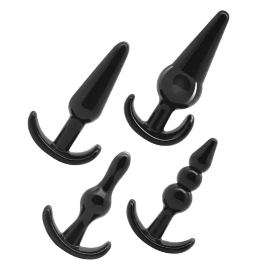 Set 4 plug anali Addicted Toys progressivi nero TPE per principianti