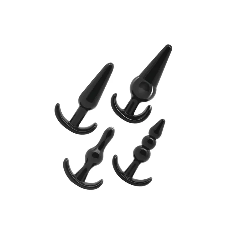 Addicted Toys progressive anal plug set 4 sizes black TPE for beginners