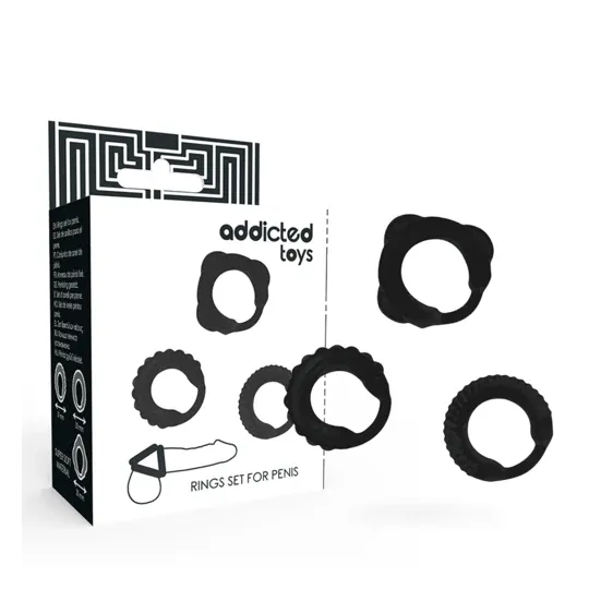 Set di 3 anelli penieni ADDICTED TOYS silicone nero per erezione potente