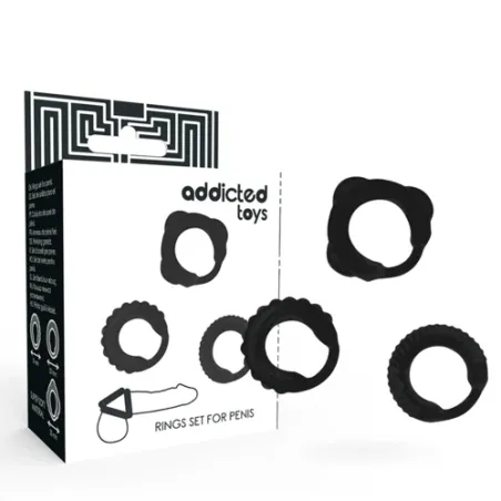 Set di 3 anelli penieni ADDICTED TOYS silicone nero per erezione potente