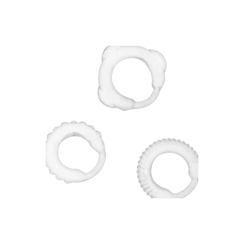 Lot de 3 anneaux péniens en C transparents ADDICTED TOYS – vue d'ensemble des trois tailles