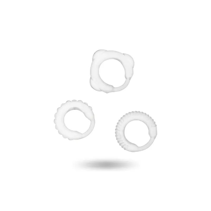 Lot de 3 anneaux péniens en C transparents ADDICTED TOYS – vue d'ensemble des trois tailles