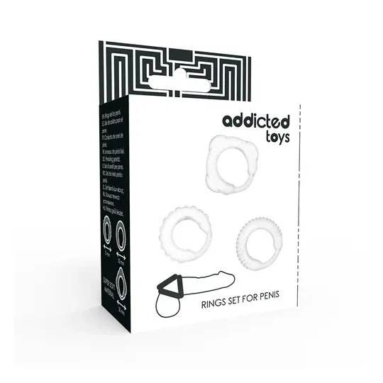 Lot de 3 anneaux péniens en C transparents ADDICTED TOYS – vue d'ensemble des trois tailles