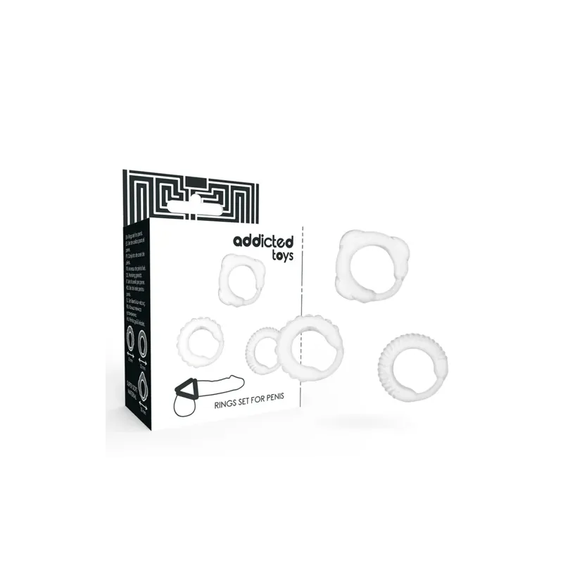 ADDICTED TOYS transparent C-shape cock rings set – overview of three sizes