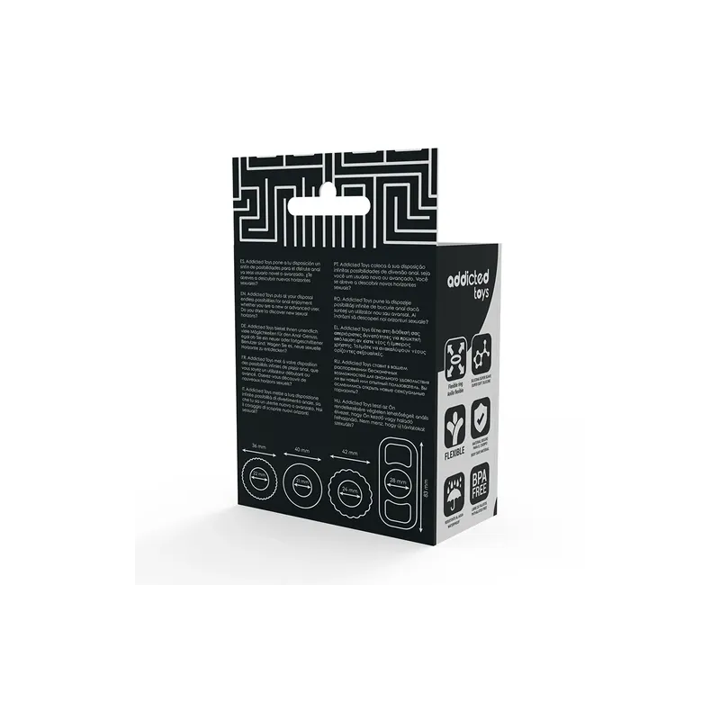 Set di 4 anelli penieni Addicted Toys in silicone morbido, misure progressive.