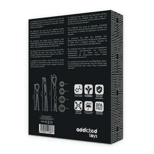 Kit anelli penieni flessibili in silicone 7 pezzi Addicted Toys - 3 scorrevoli e 4 flessibili, silicone medicale