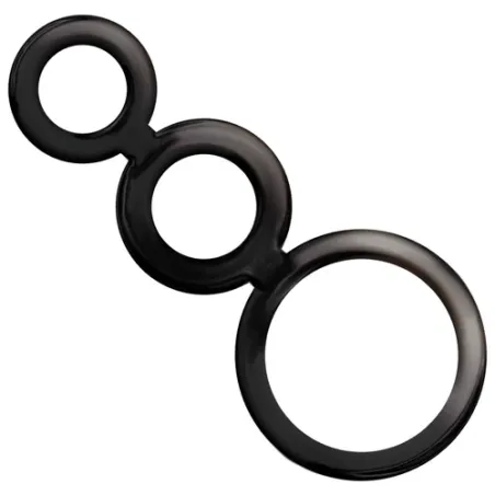 Lot de 3 anneaux péniens ADDICTED TOYS en silicone fumé, antidérapant, trois diamètres 50 32 28 mm.