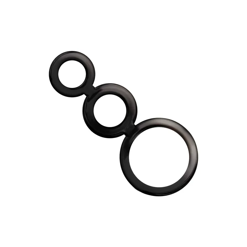 Set mit 3 Penisringen von ADDICTED TOYS, rauchfarbenes Silikon, rutschfest, drei Größen 50 32 28 mm.