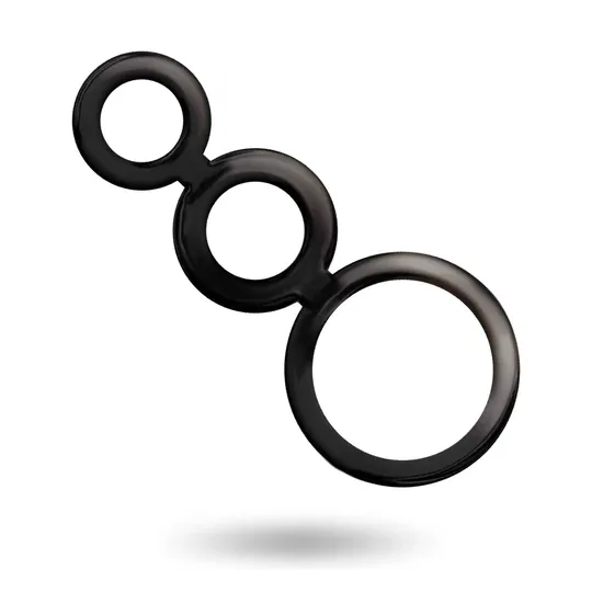 Set mit 3 Penisringen von ADDICTED TOYS, rauchfarbenes Silikon, rutschfest, drei Größen 50 32 28 mm.